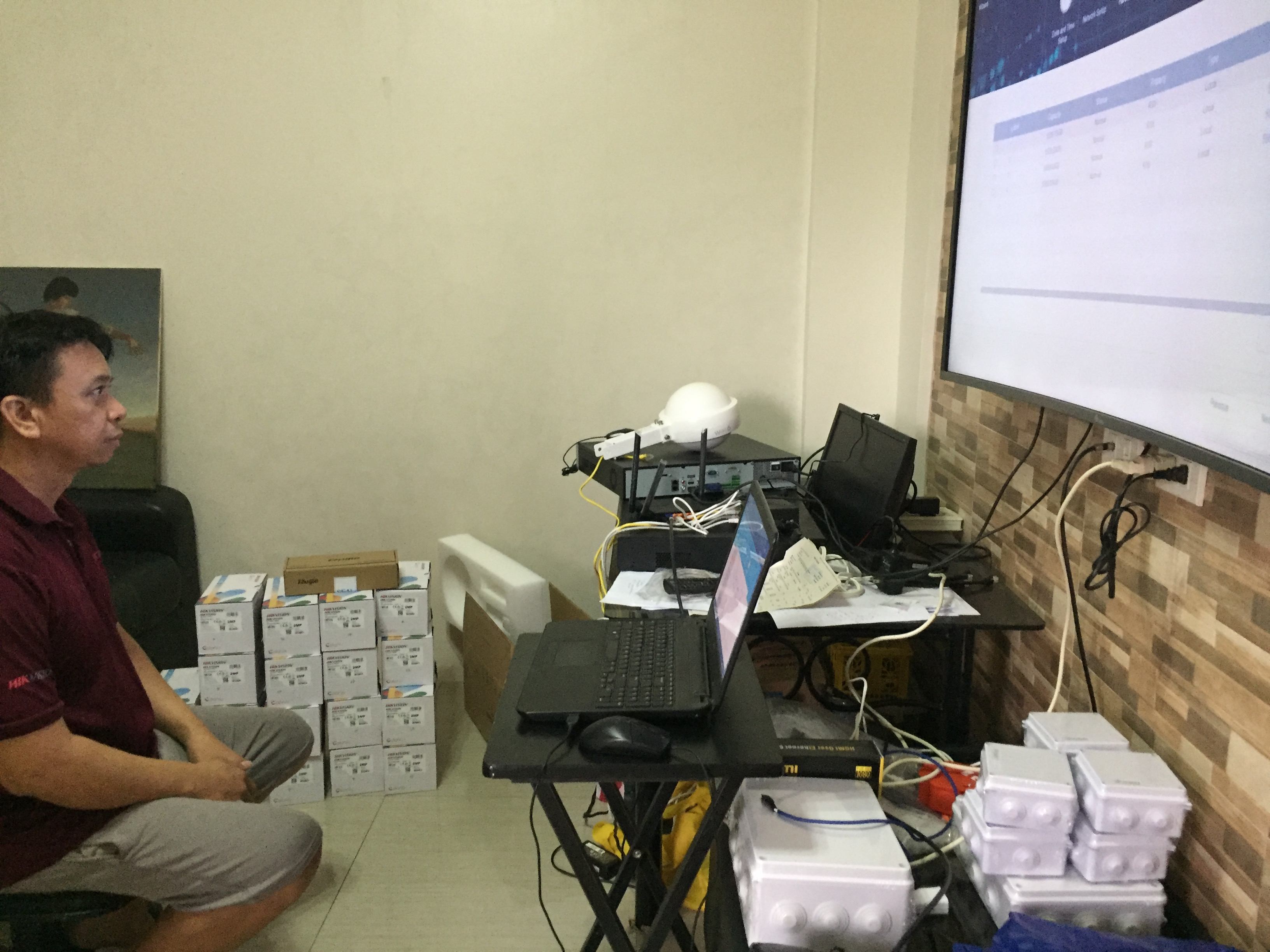 Security camera equipment prepared for installation